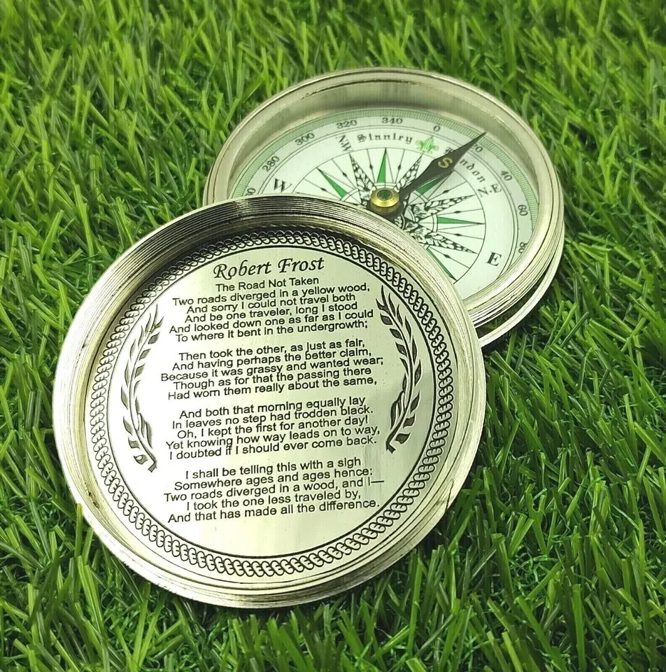 Collectible Nickel Finish Brass Nautical Poem Compass Vintage Compass Gift