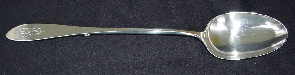 Rare STUFFING / PLATTER SPOON WITH BUTTON Reed & Barton Pointed Antique Sterling