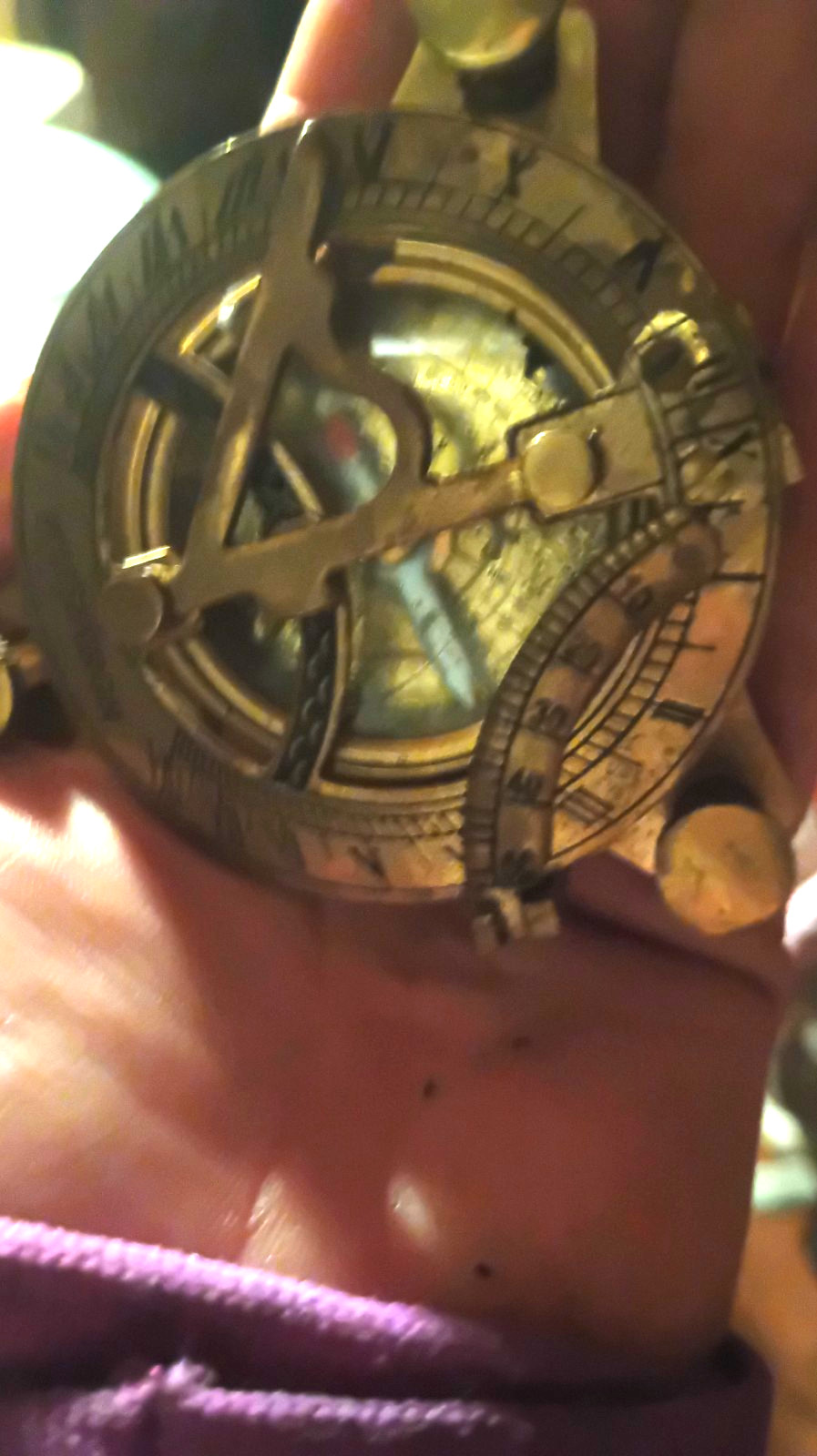 Vintage brass sundial compass