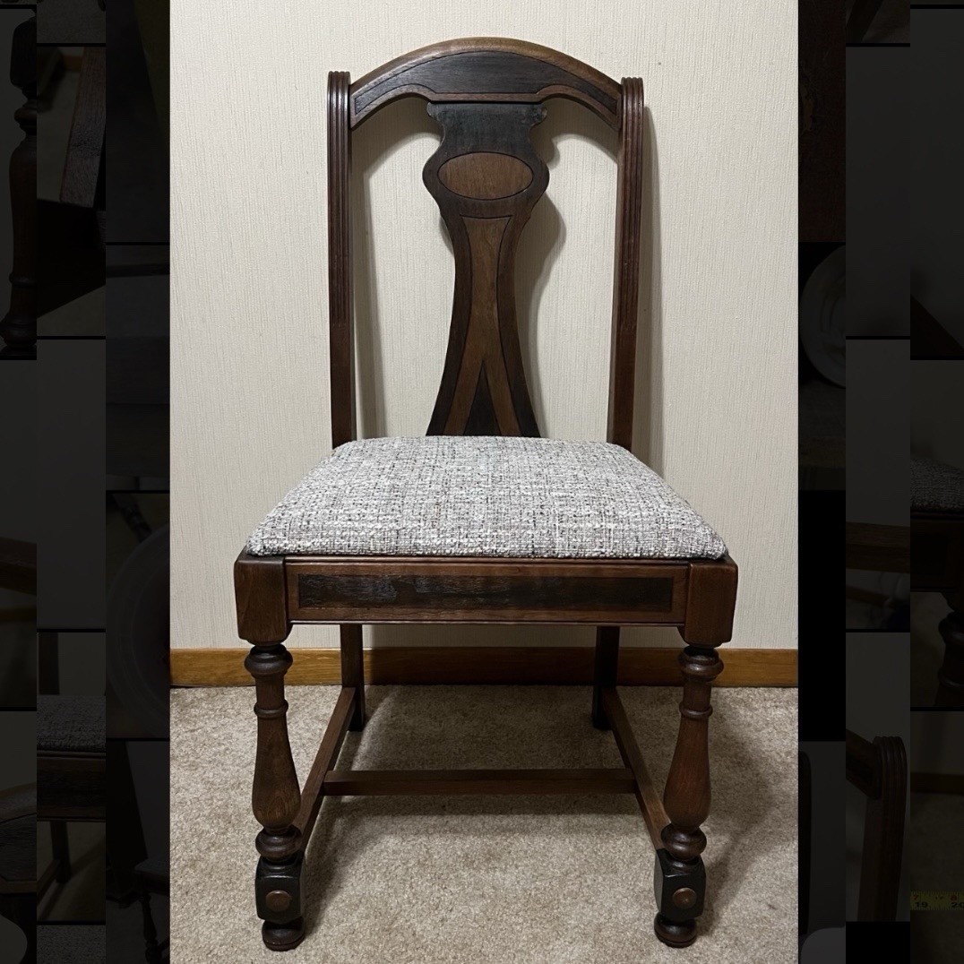 Antique PROVINCIAL Queen Anne Style OAK Side Chair – Vasiform T-Back Splat * EX