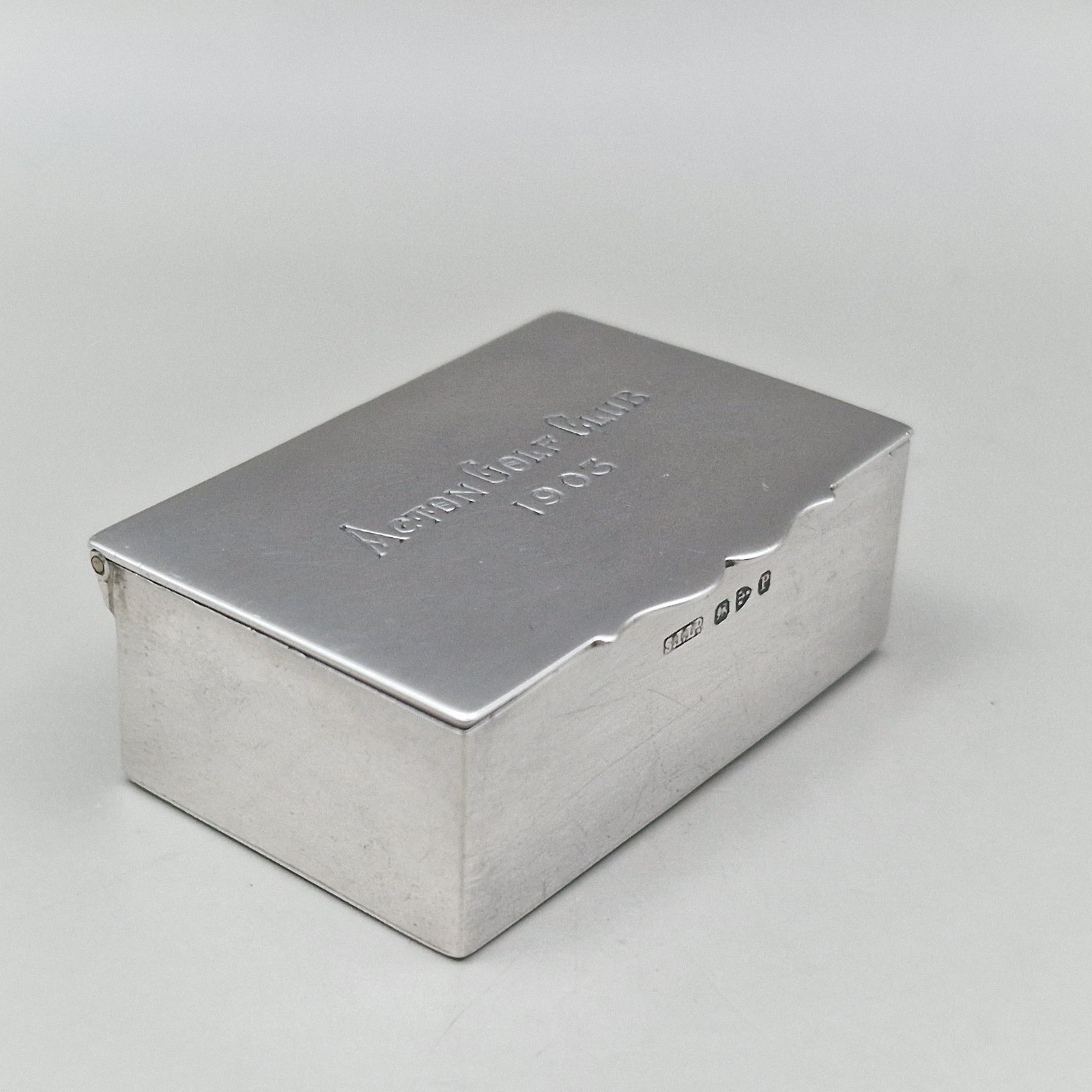 Solid Silver Stamp Box Acton Golf Club 1983 by Stokes & Ireland Ltd Chester 1898