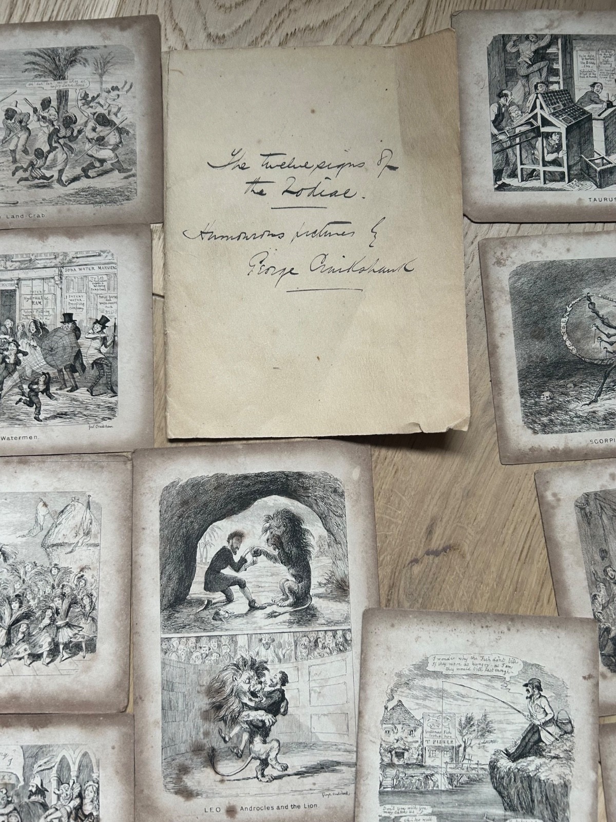 Original Victorian Cards by George Cruikshank The Twelve Signs of the Zodiac