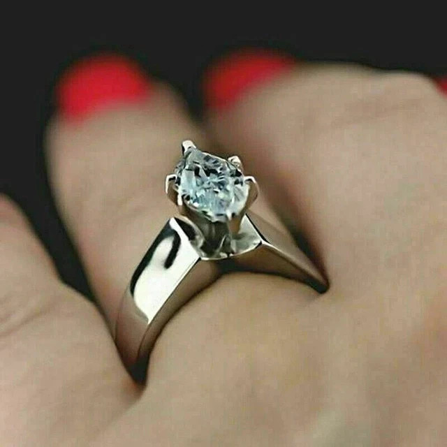Wedding Solitaire Ring 14K White Gold Finish 2Ct Lab Created Marquise Diamond