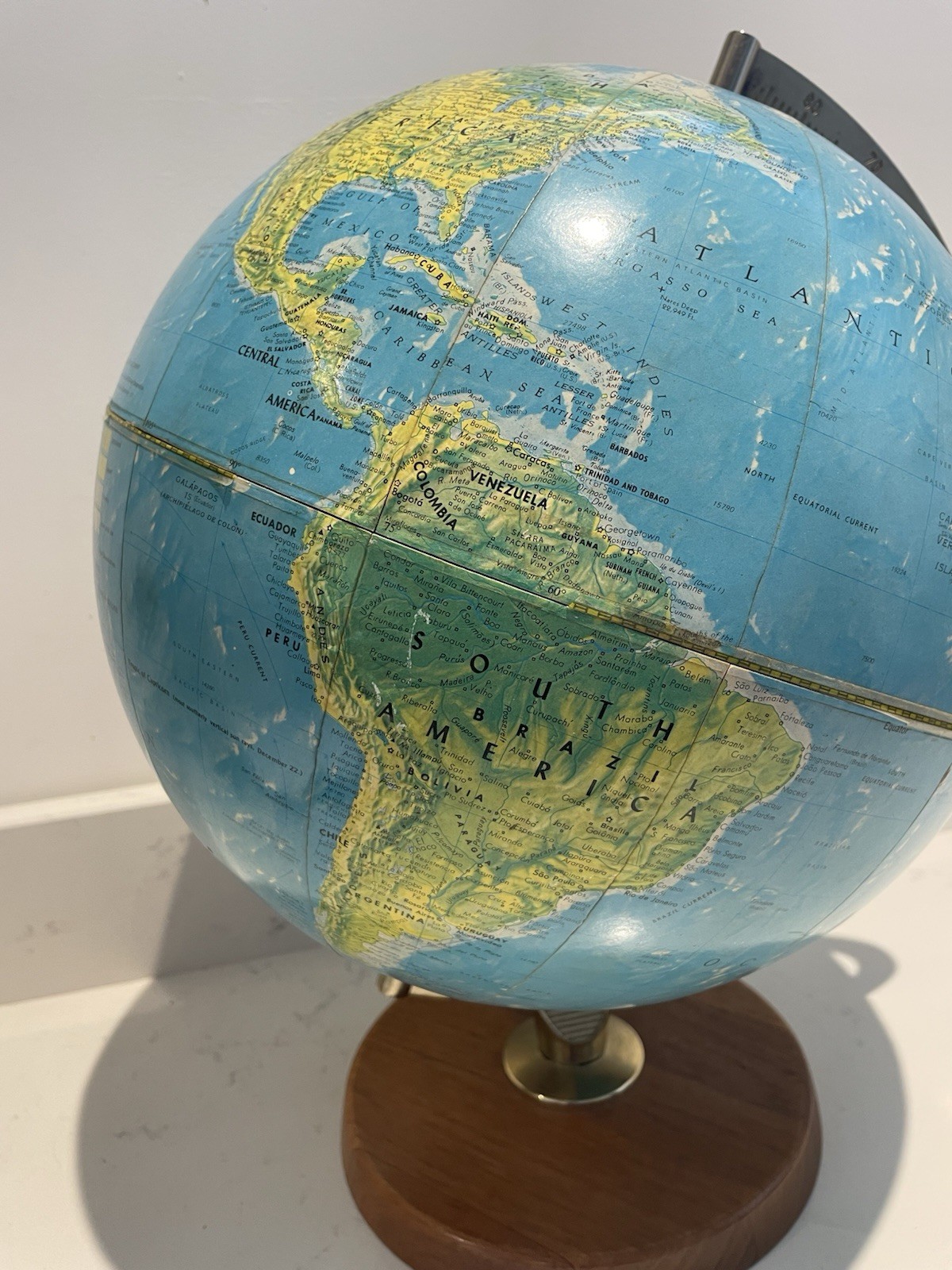 QUALITY VINTAGE 12” TABLE WORLD GLOBE, SCAN-GLOBE COPENHAGEN 1971 MCM Danish 70s