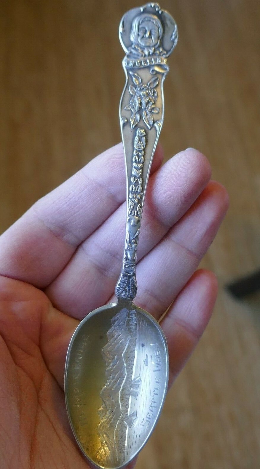 Antique Joseph Mayer Bros. Sterling Princess Angeline Seattle, WA Souvenir Spoon
