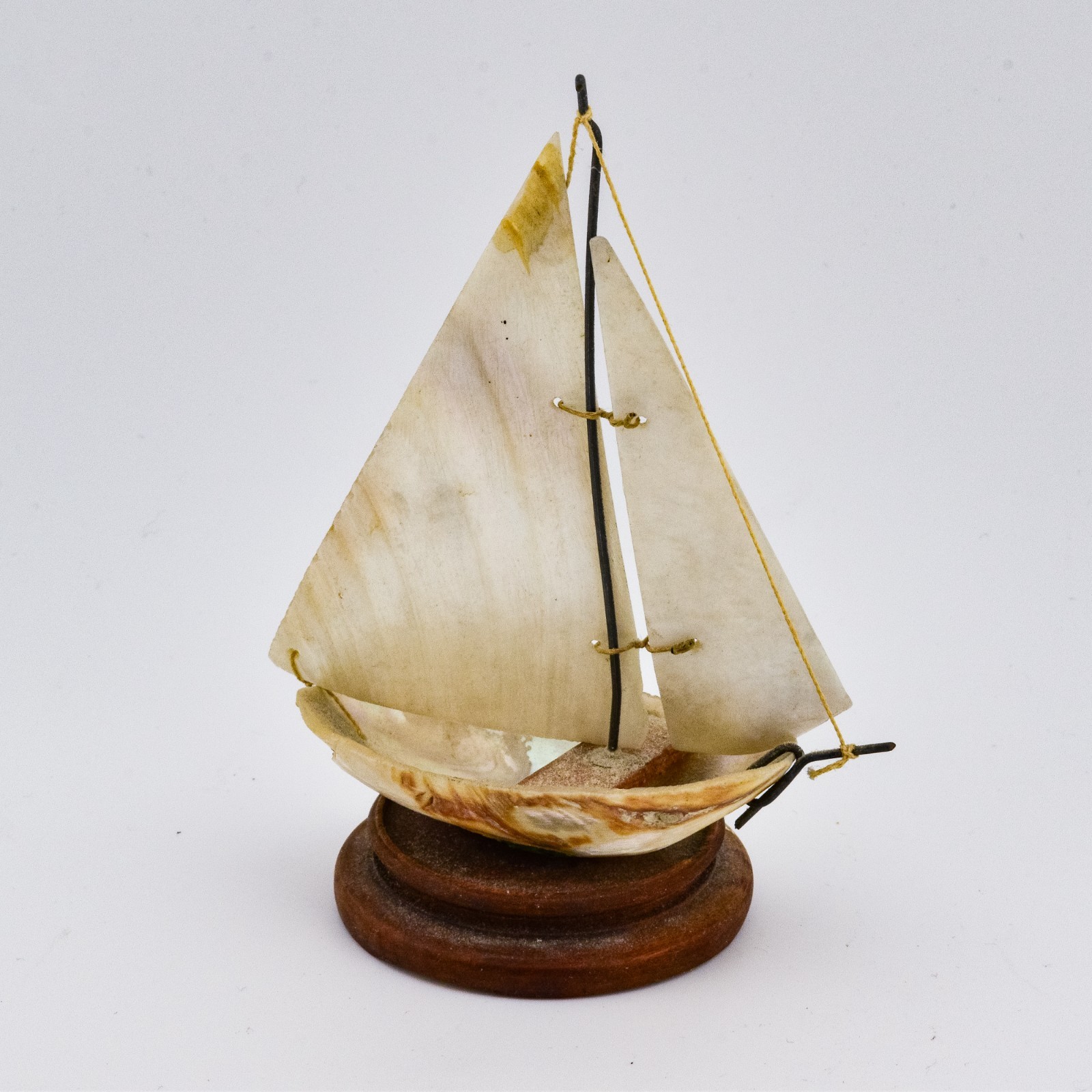 Victorian Era French Mother of Pearl Shell Sail Boat Souvenir 4.5″ Tall