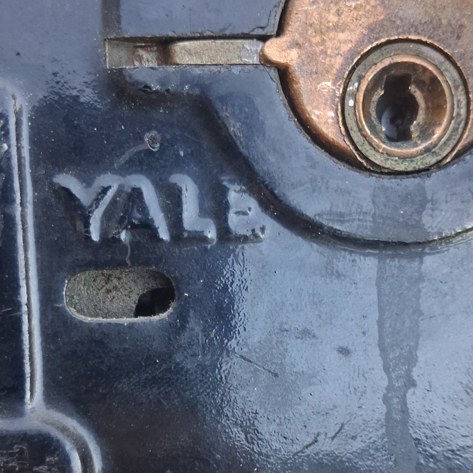 COMPLETE Authentic Vintage Yale Mortise Lockset – Solid Brass – Harlequin Patina