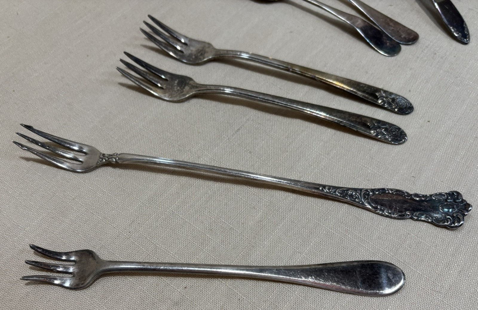 Silverplate Flatware Spoons-Forks-Ladles Small-10 Pcs 4.5″-8″ Various Makers