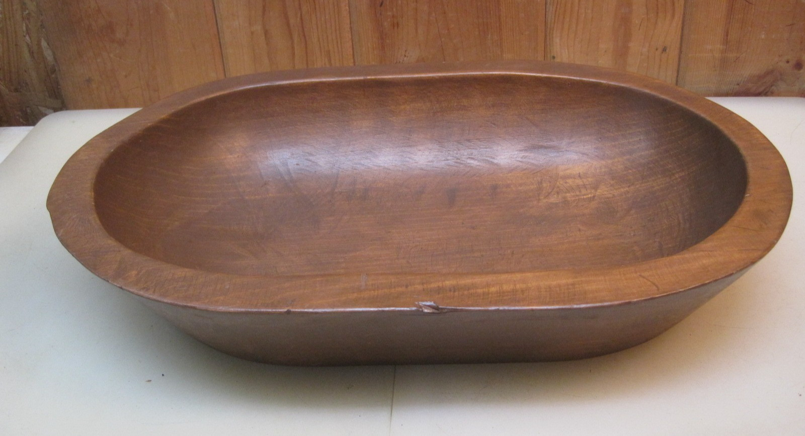 Vintage 18.5″ x 12″ Oval Wooden Dough Biscuit Bread Bowl B8456