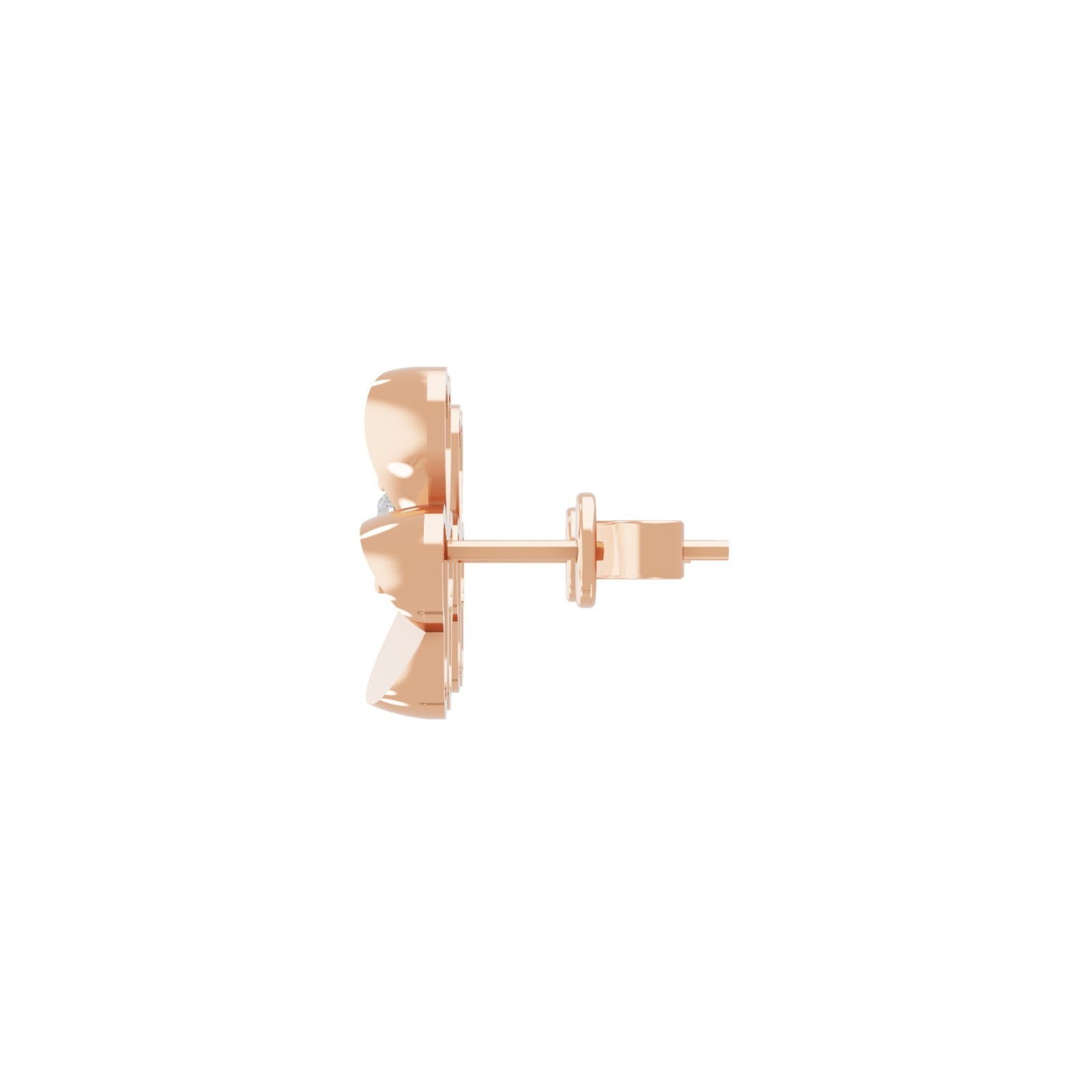 0.12 Ct Lab Grown Round Diamond 9K Rose Gold Floral Stud Earring Christmas Gift