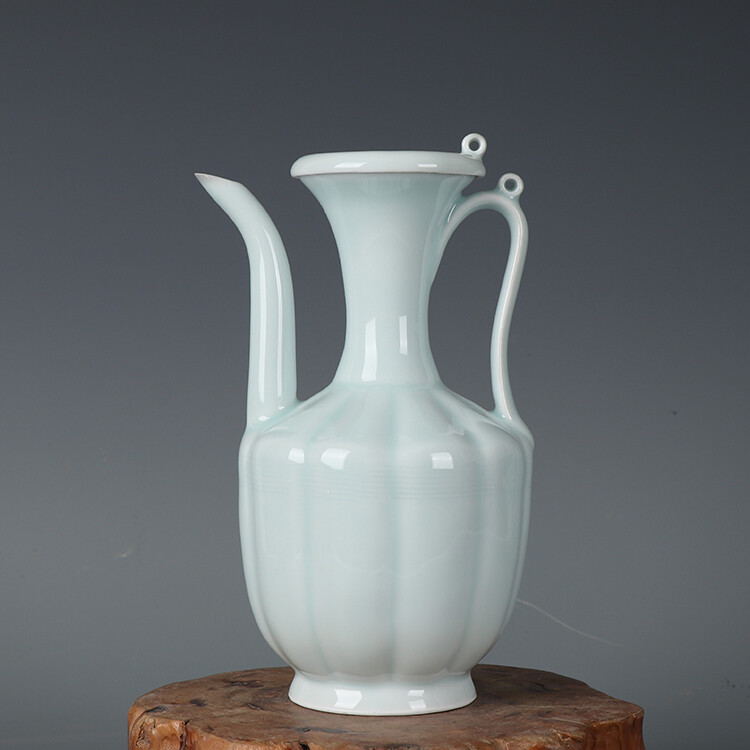 7.1″ Chinese Song Porcelain Lake Field Kiln Green Glaze 450cc Teapot