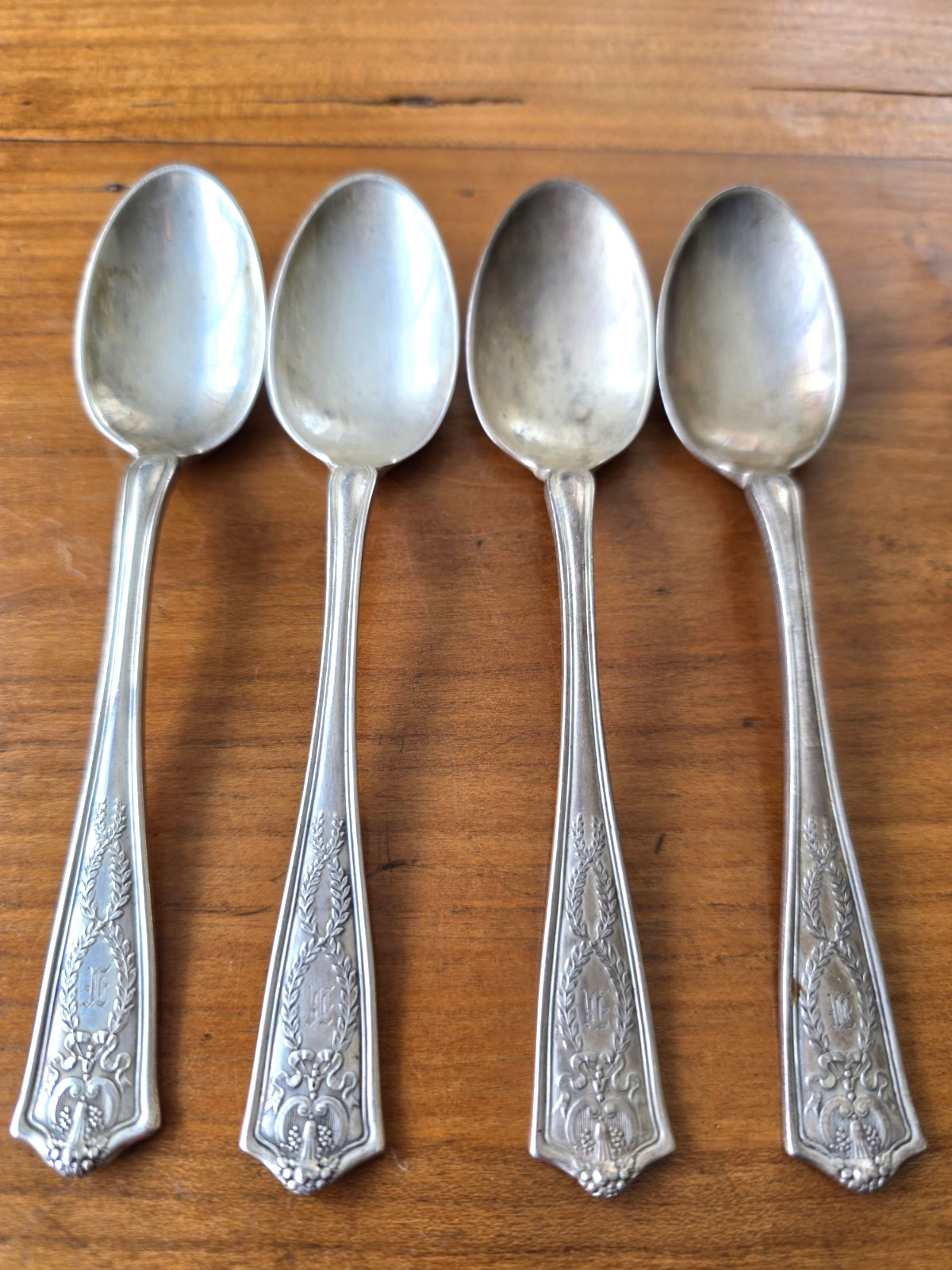 Pat 1909 Tiffany & Co. STERLING ‘Winthrop’ Set /4 DATED Teaspoons MONOGRAMED