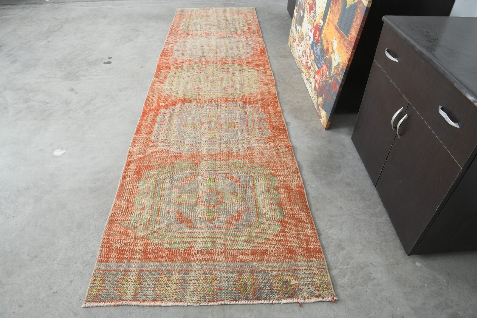 3×11 runner rugs, antique turkish runner vintage oushak rug runner wool rug 36
