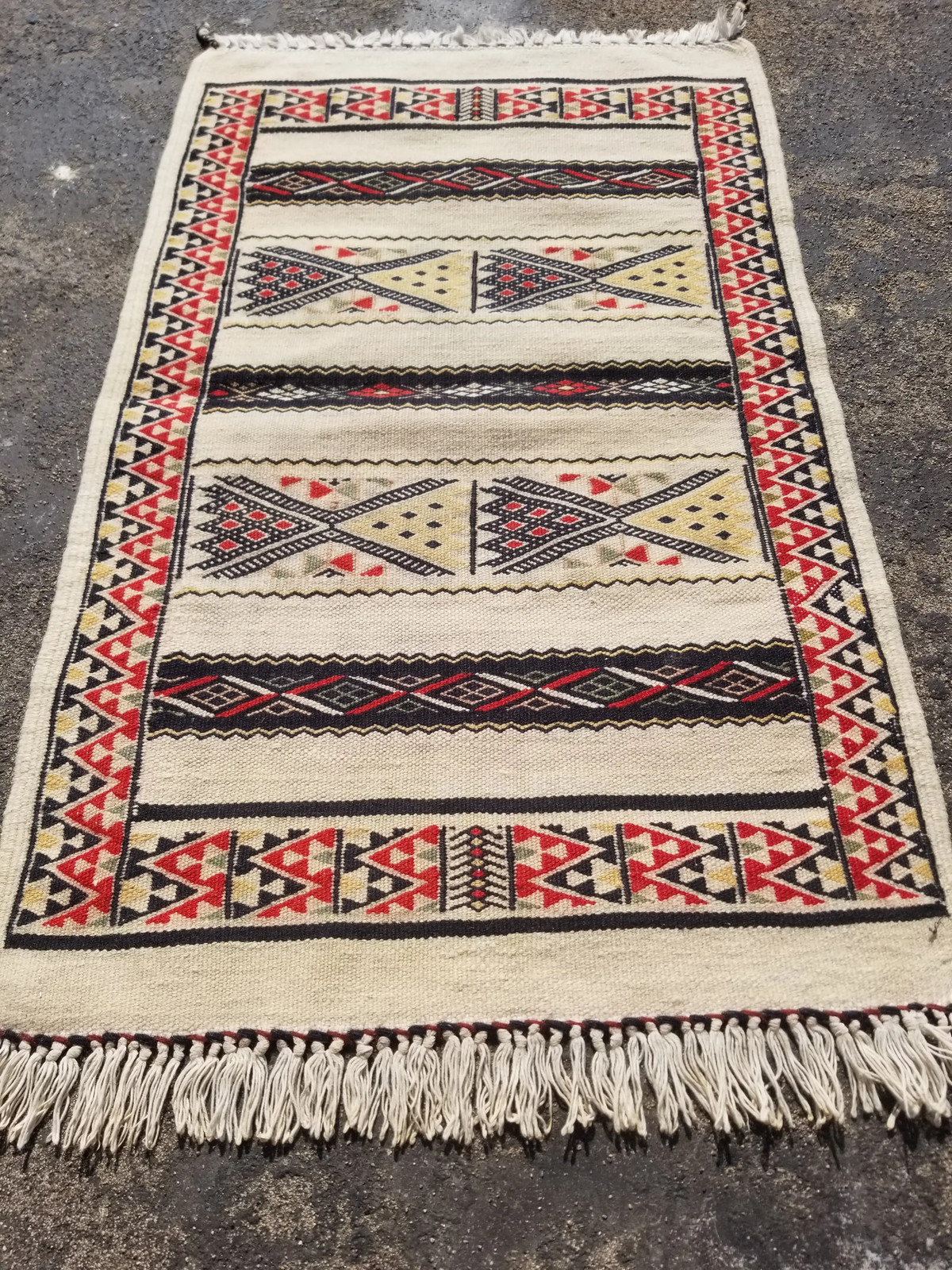 Vintage Traditional Handmade Moroccan Wool Multicolor Kilim 2.8×1.8 ft