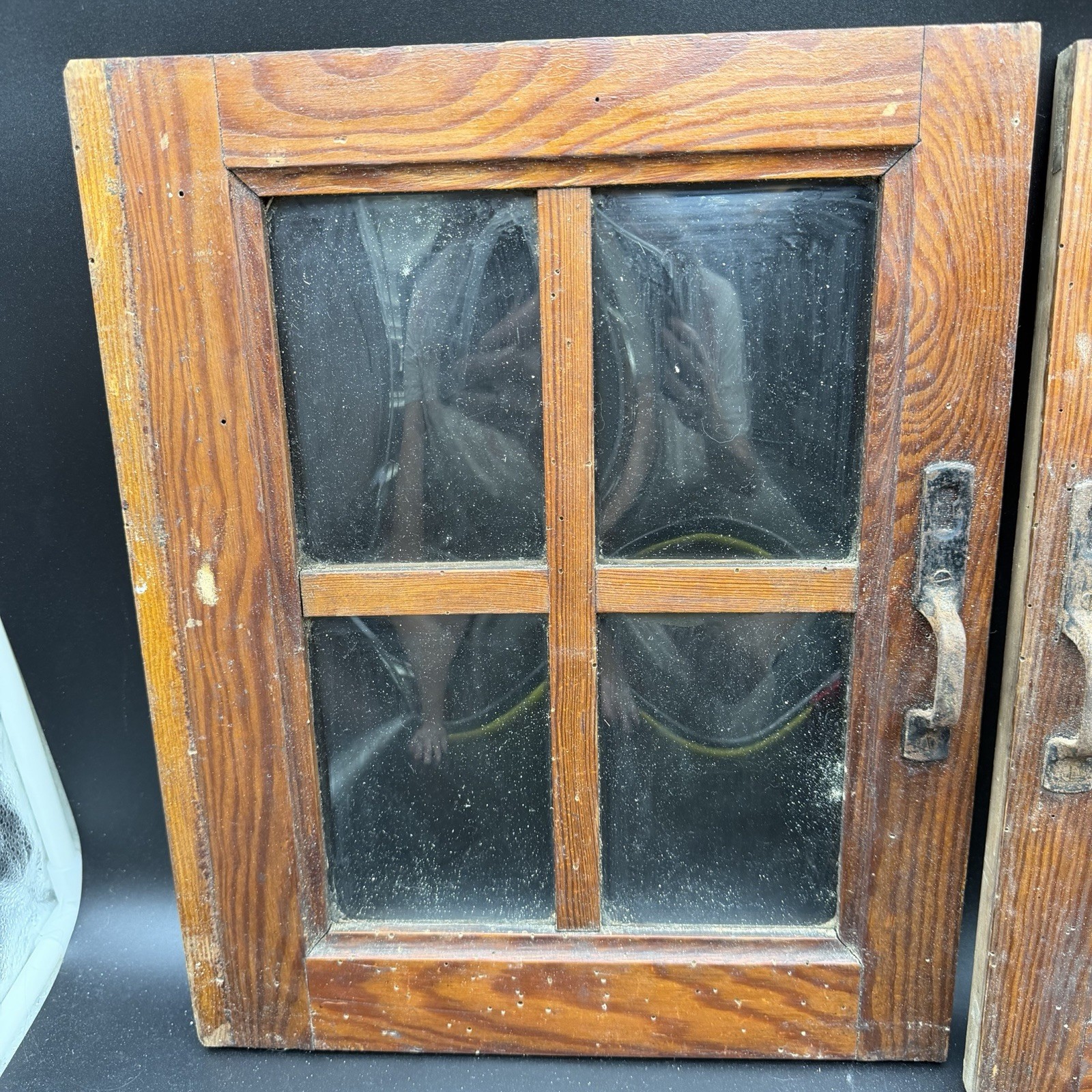 2 Architectural Salvage German Bubble Glass Doors 15”x12”