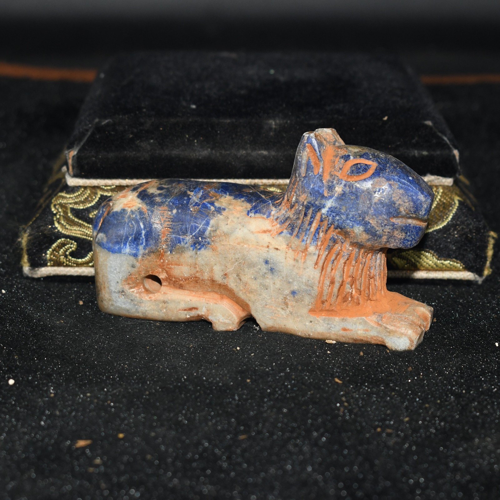 Large Ancient Near Eastern Lapis Lazuli Stone Amulet Bead Figurine Carving