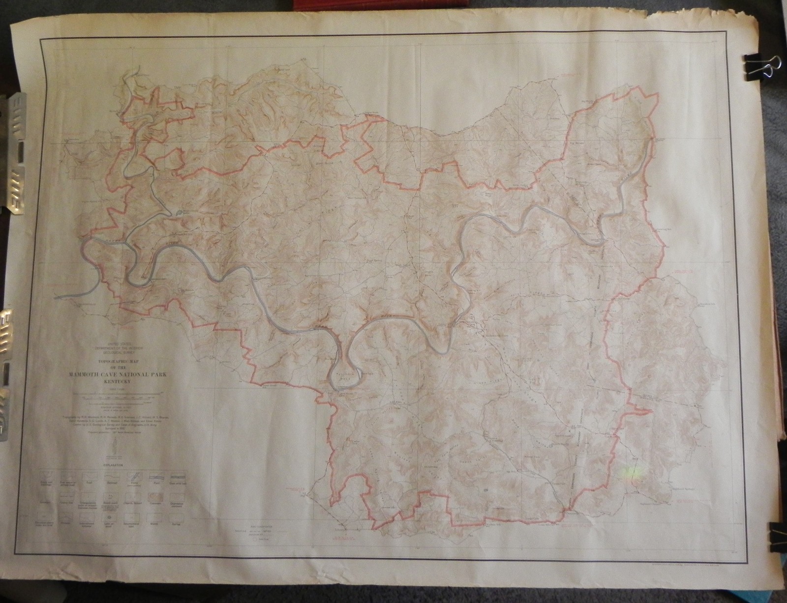 1962 Mammoth Cave National Park Kentucky Map – ~26″x35″ – Vintage Wall Map