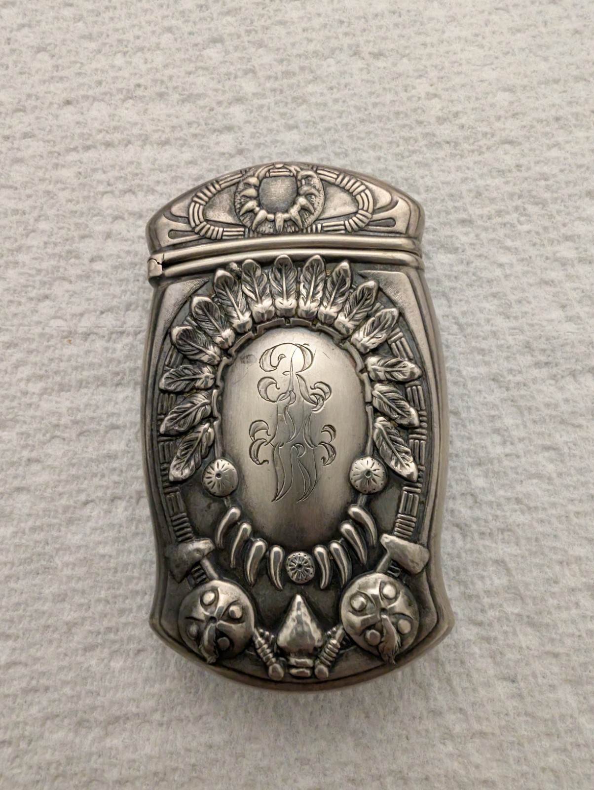 Gorham Sterling Silver Native American Match Safe/ Case