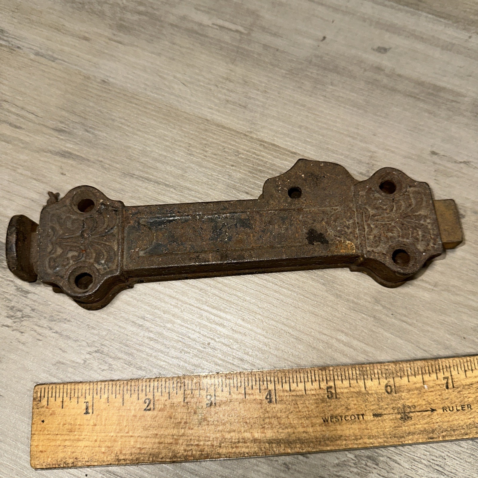 Antique Cast Iron Eastlake Sliding Door Latch Dead Bolt!