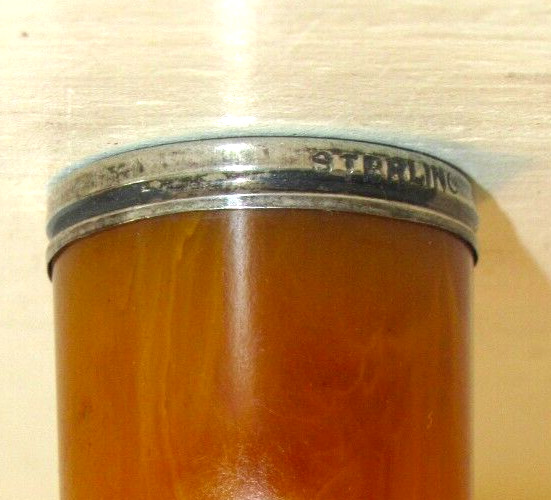 Antique Bakelite Cigar Holder 1920’s Art Deco Sterling & Butterscotch Tobacciana
