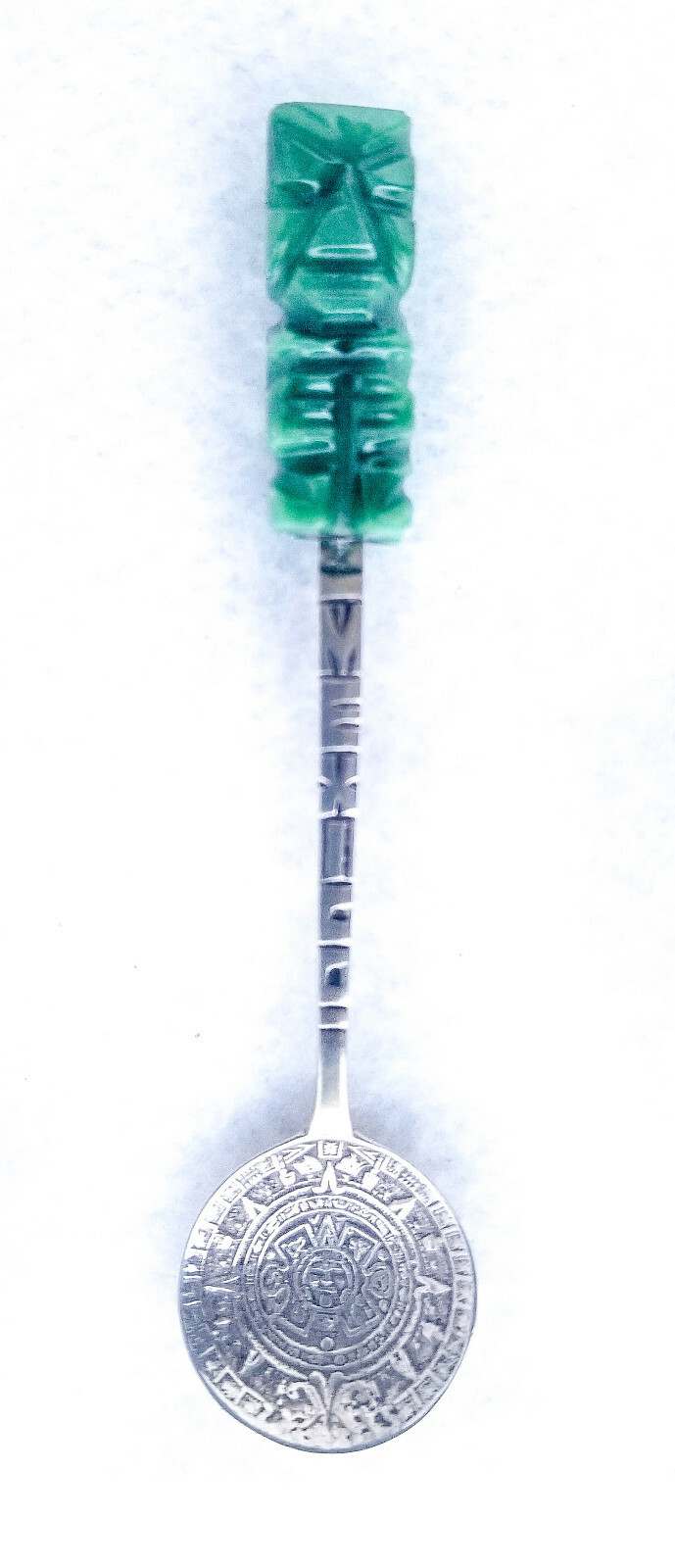 Silver Spoon Mexico 3 7/8″ Inca Mayan God Matala Stone Onyx Handle