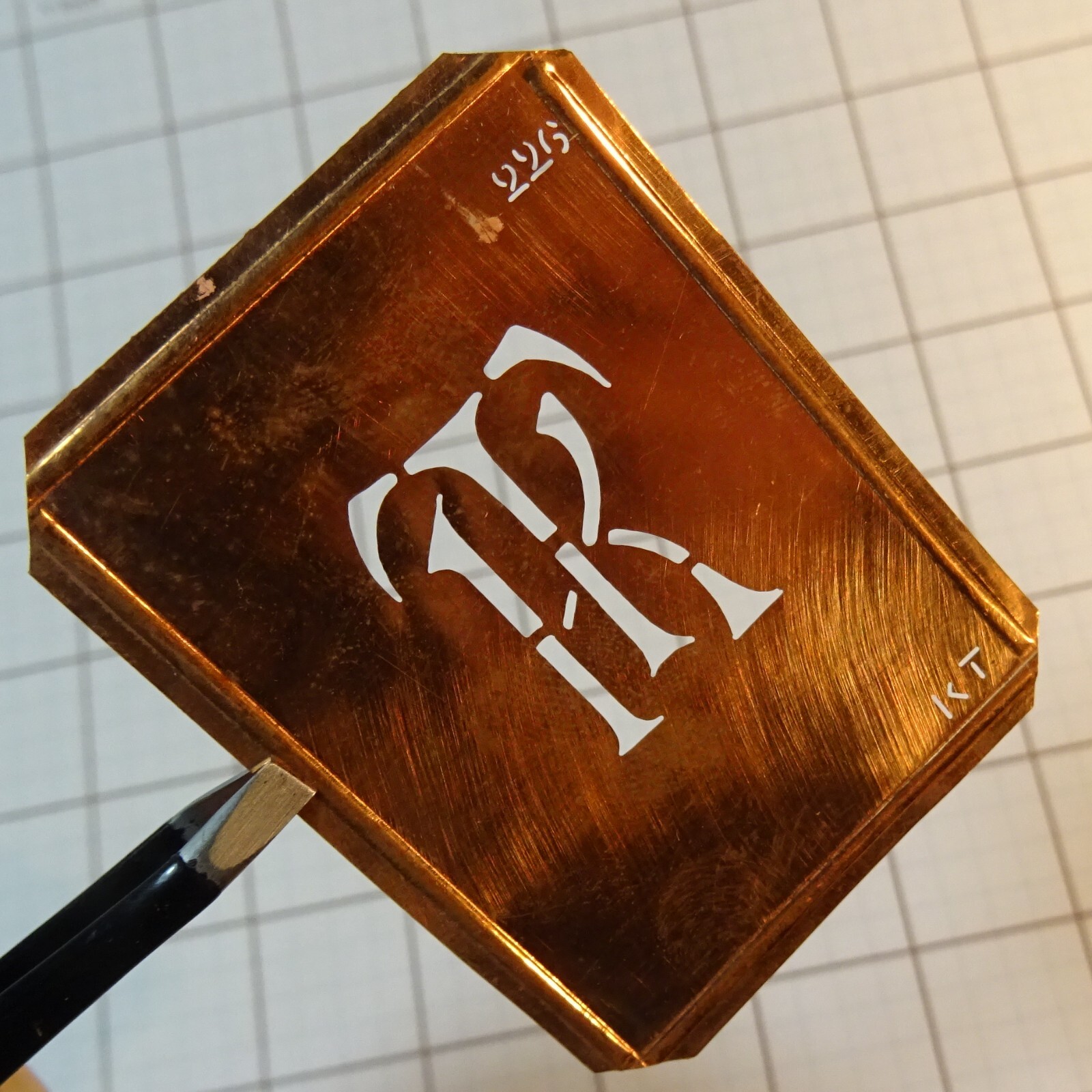 KT K T TK monogram initials letters copper stencil antique family name sign gift