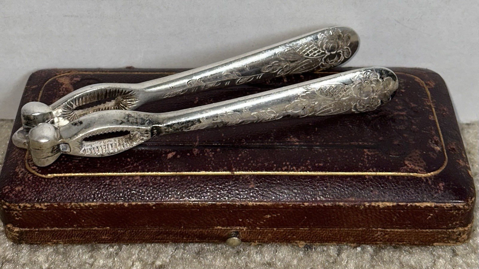 Victorian Nutcracker Silver-Plated W/Chased Floral Decor. Engraved Walker & Hall