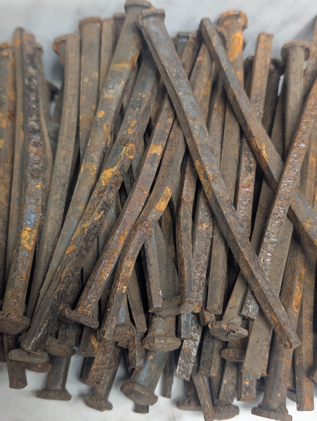 Lot QTY 5 Antique ~6″ long square cut nails Steel Iron Blacksmith DIY Metal Art