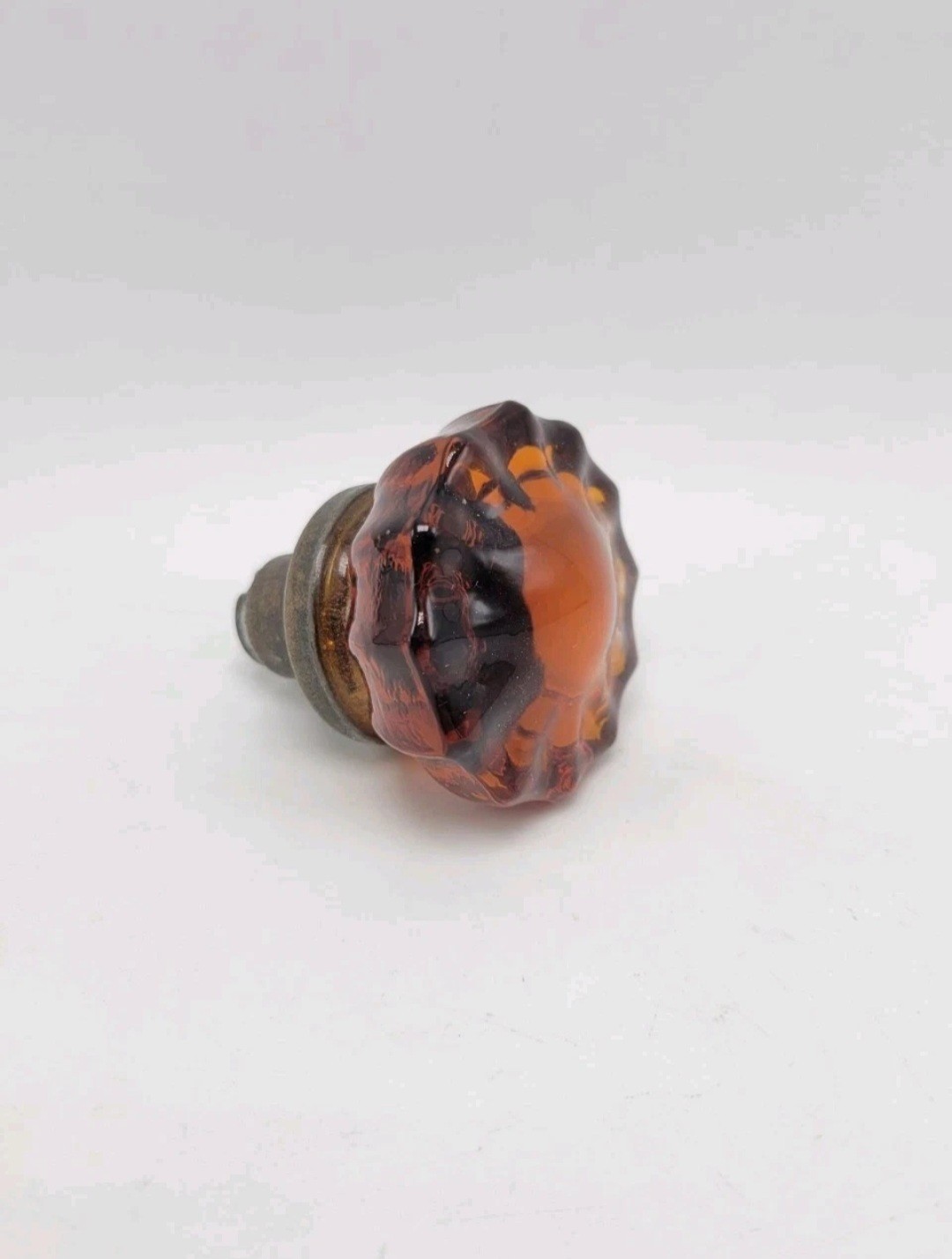 12 Point Amber Glass Door Knob Screw on 2 1/4 Inches