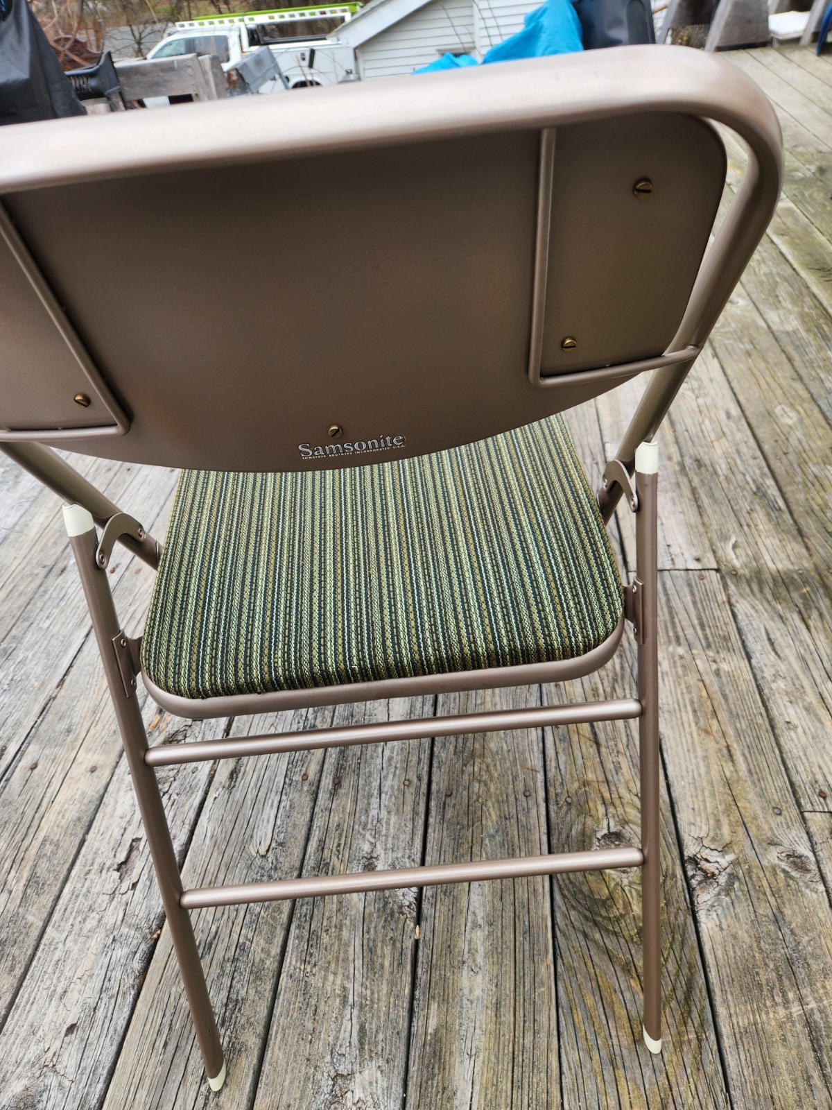 Vintage Set 2 Samsonite Green Oslo Folding Chairs Mid-Century Modern MCM