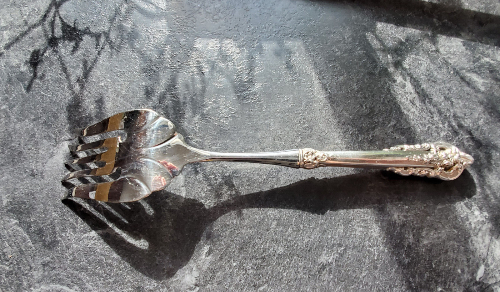 Large 5-Tine Cold Meat Sterling Serving Fork Grande Baroque-Wallace #303