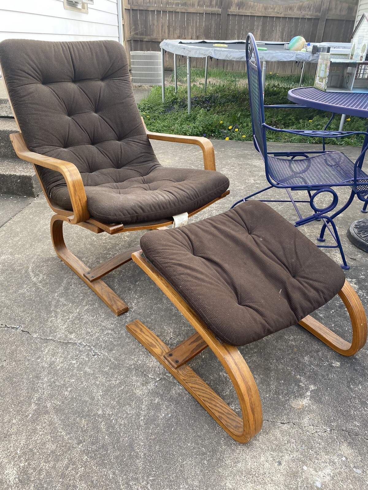 Vintage Mid Century Bent Plywood Lounge Chair & Ottoman Danish Wood Plydesigns