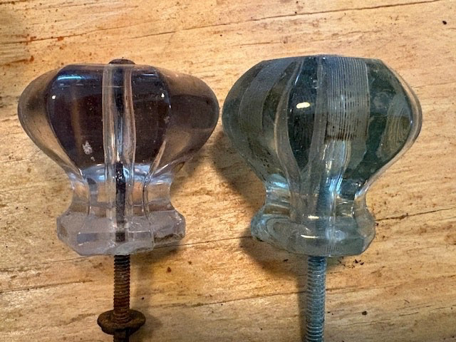 Drawer Pull Knobs Vintage Clear Glass Hexagon Cabinet Hardware Lot of 8