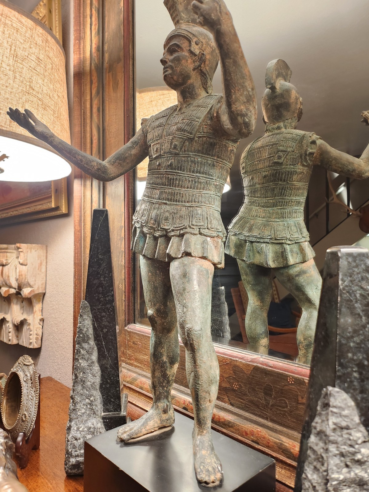 Etruscan bronze warrior statue