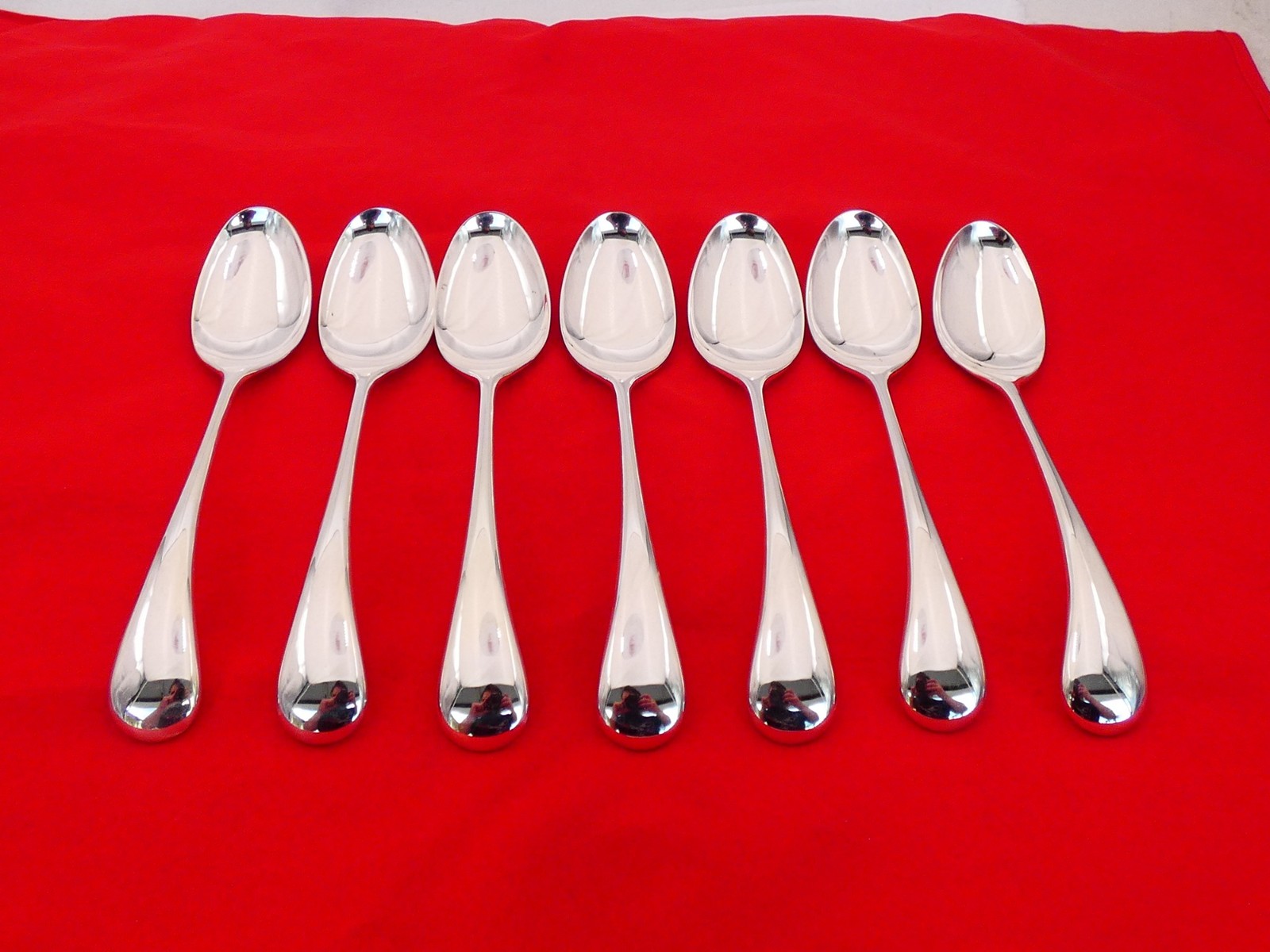 Set of 7 Dansk Silverplated Torun Large Dessert / Soup Spoons XG-9