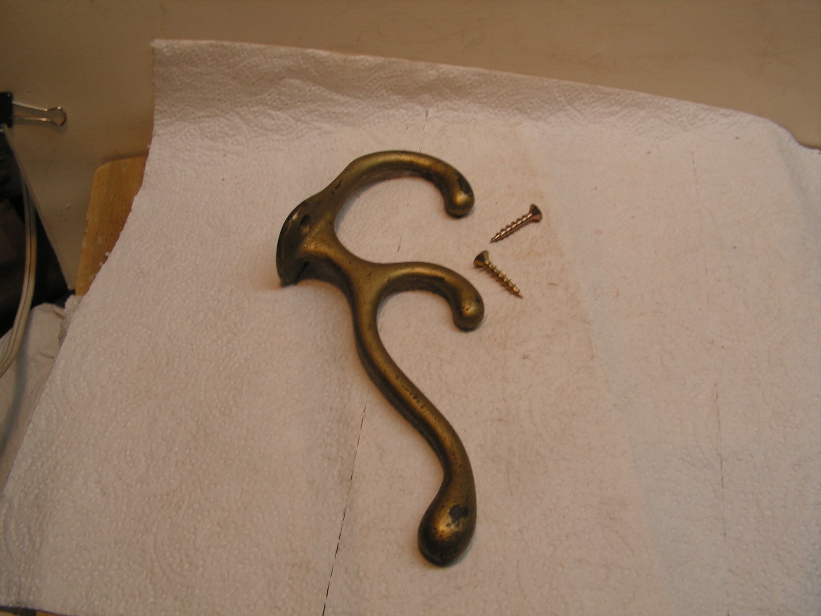 Antique Solid Steel Wall Hook Vintage TRIPLE Ball End Coat Hat Hook Rustic