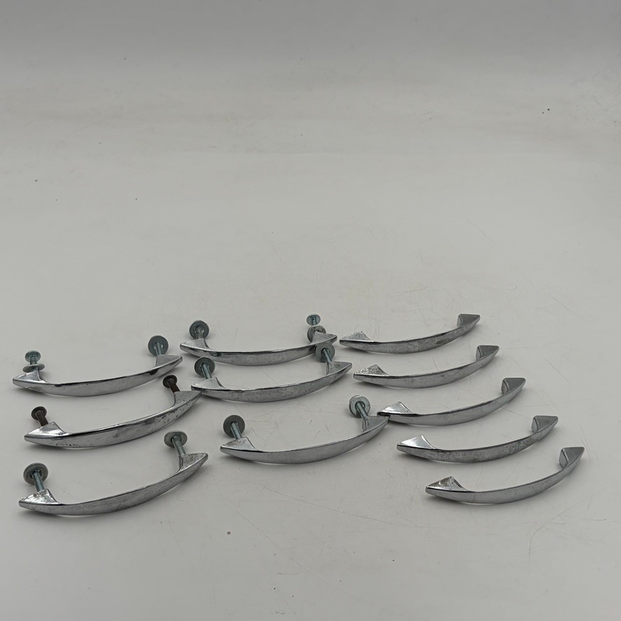 11 True VTG Chrome Cabinet Door Handles Drawer Pulls Retro MCM 4″ Kitchen Bath