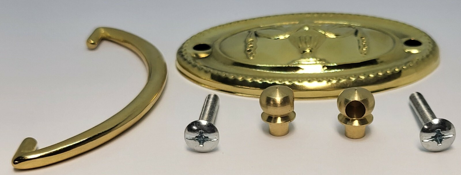 3″ Large & Small “Urn” Hepplewhite/Sheraton Style Stamped Brass Oval Drawer Bail