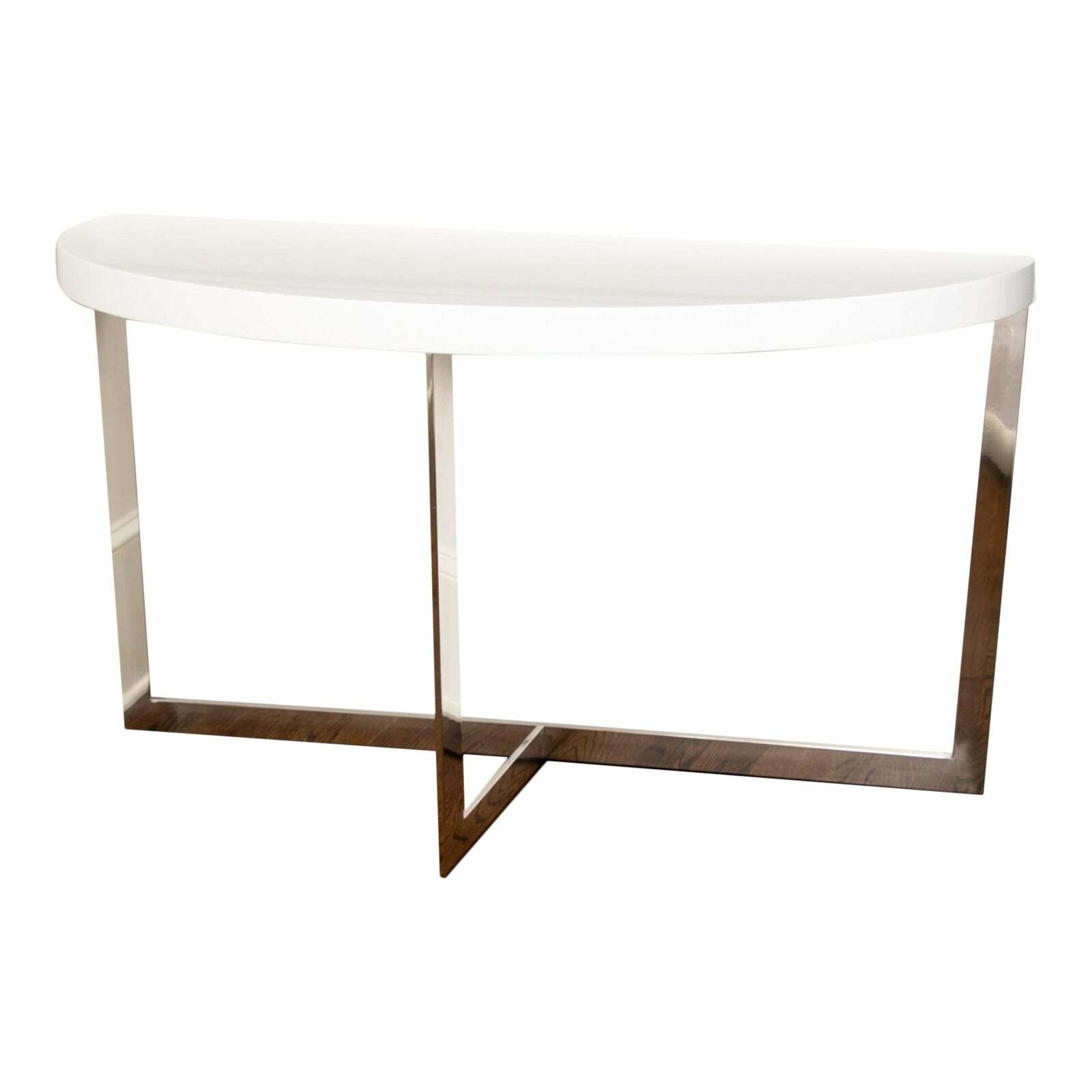 Chic Chrome And Acrylic Demilune Console Table
