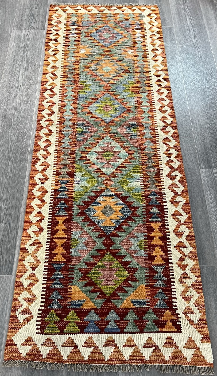 Handmade Kilim Runner wool natural colours Afghan Traditional 208cmx72cm