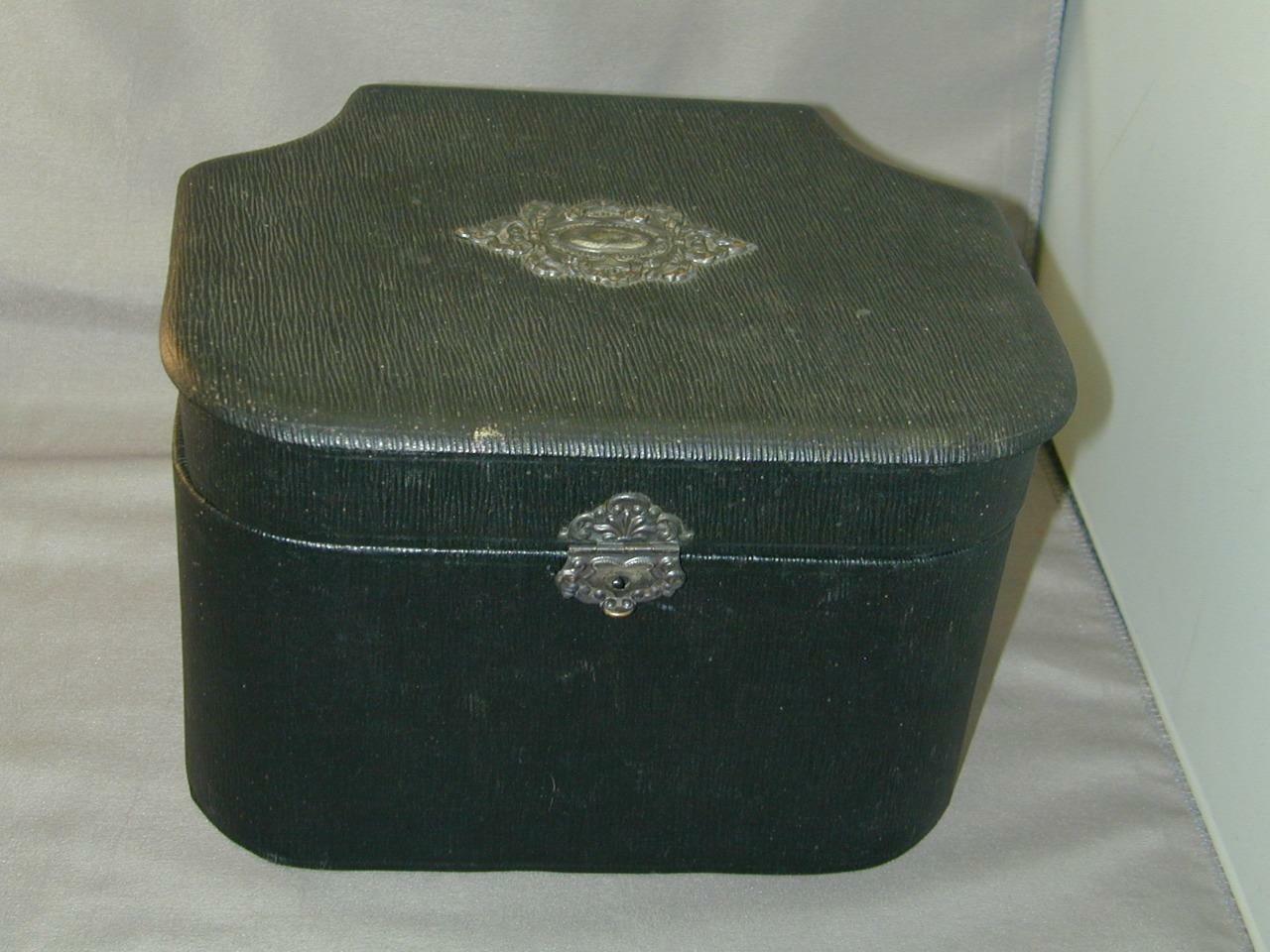 1880’s Gentleman’s Collar Vanity Box Satin Lined Oil Cloth With Mirror