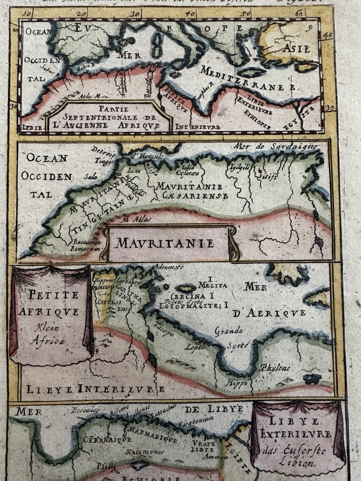 North Africa Libya Mauritania Algeria 1719 Mallet antique hand colored map
