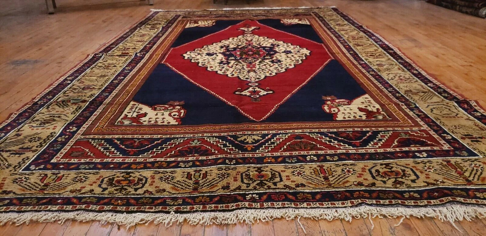 Rare 1930-1940’s Antique Multi-Colored,Wool Pile Tribal Area Rug 6x9ft