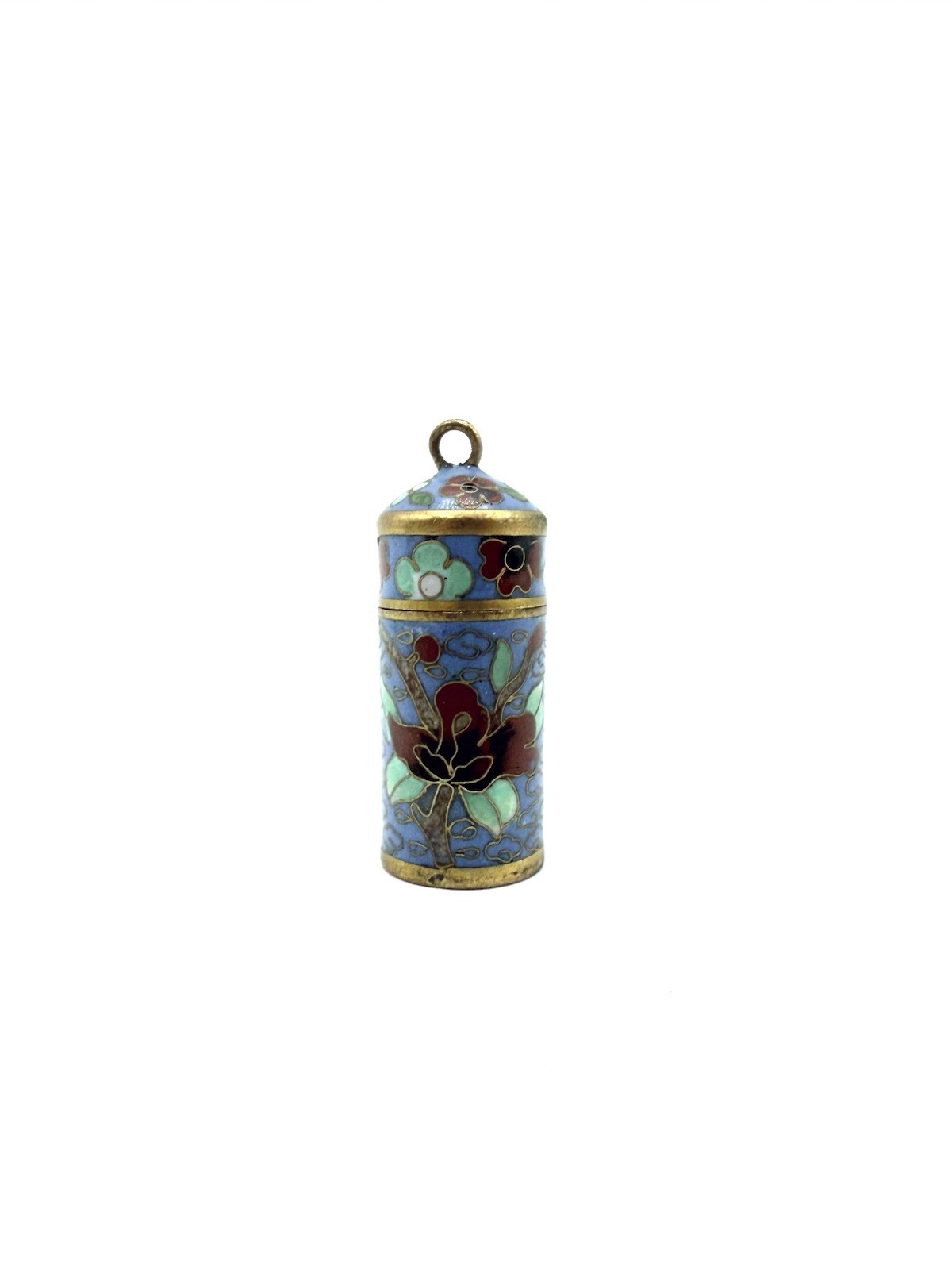 Vintage Chinese Cloisonne 1.5” Snuff Jar Trinket + Lid- Possible Antique