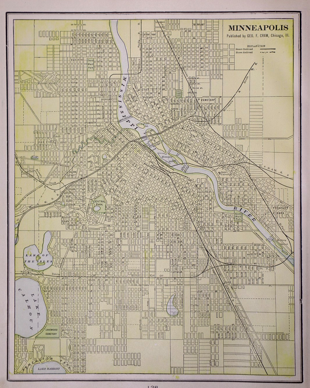 Antique 1901 Map ~ City of Minneapolis / Council Bluffs on Reverse (11×14)-#08