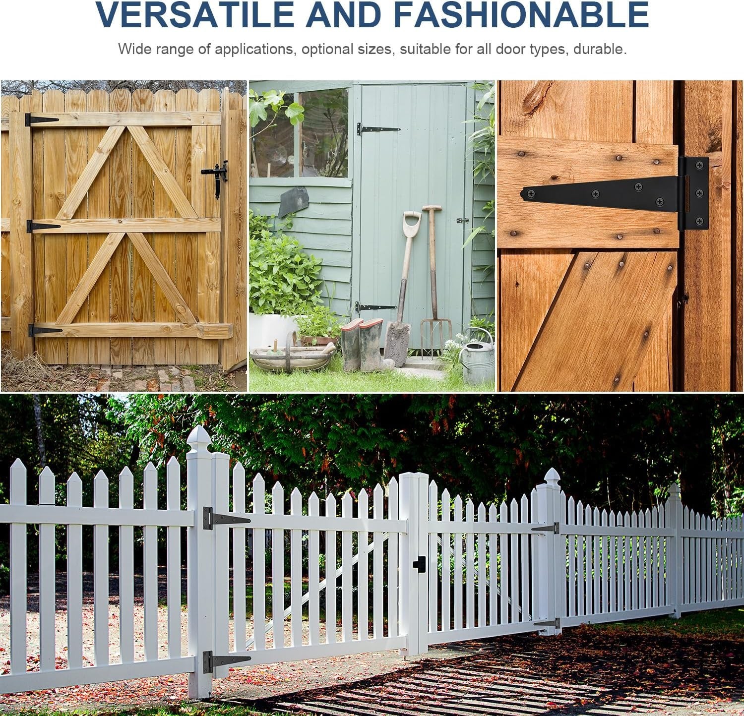 Durable 3 Inch T-Strap Hinges – 6 Pack Black Steel for Garden and Shed Doors