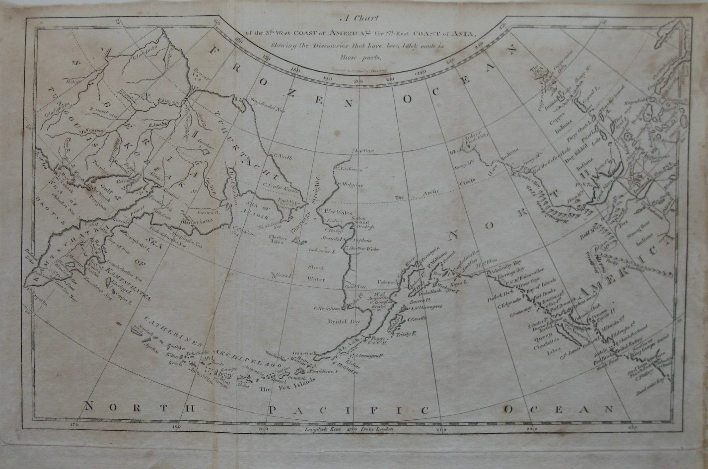 Original 1804 Map After Captain Cook NORTH PACIFIC OCEAN Names Alaska Fox Island