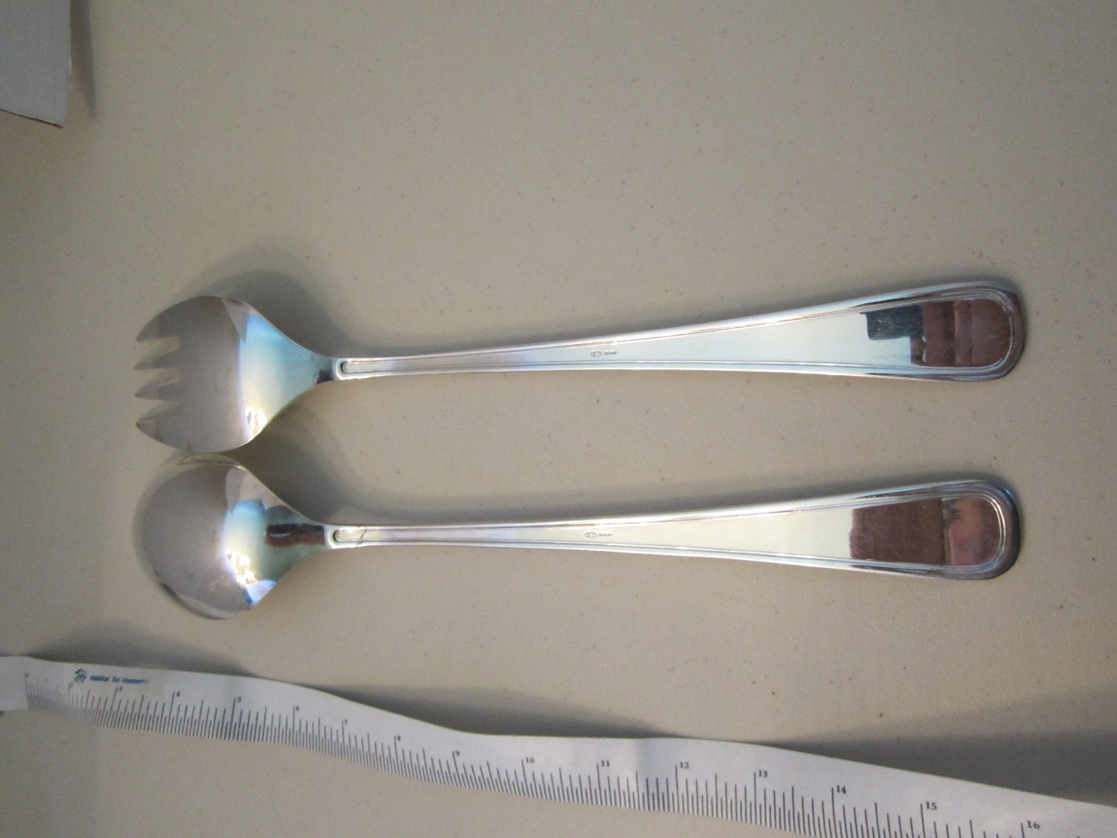 2 pc Large Serving Piece Silverplate Flatware DJ Japan Spoon & Fork 13 1/2″