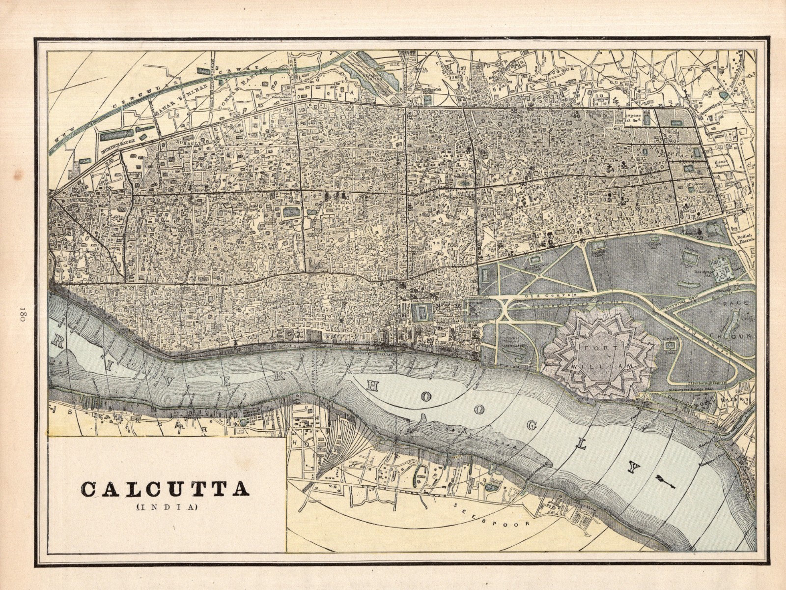 1888 Antique Calcutta India Street Map George Cram Calcutta City Map 3019