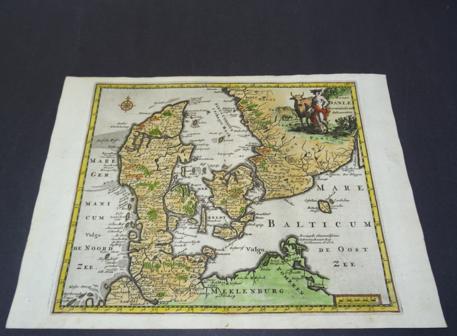 Antique Map of Denmark by Philipp Cluver 1697
